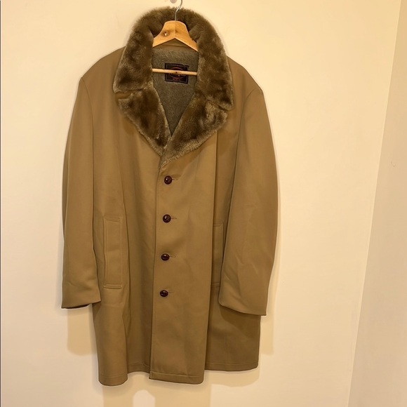 Classic Trench Coat With Fur Collar Men's Size 50 Regular Vintage Botany 500 - Picture 15 of 16